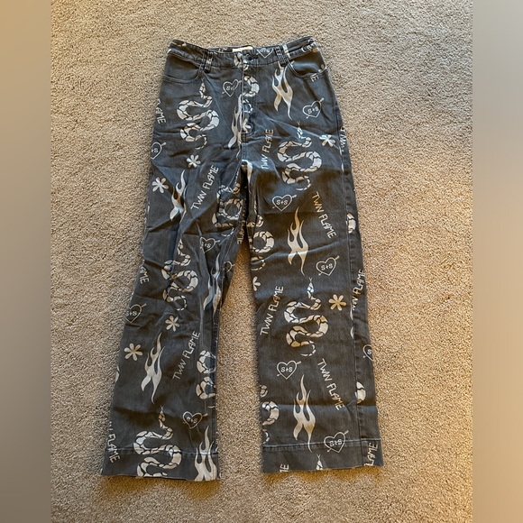 Summi Summi Wide Leg Jeans Black Washed Snake - L - Picture 3 of 7